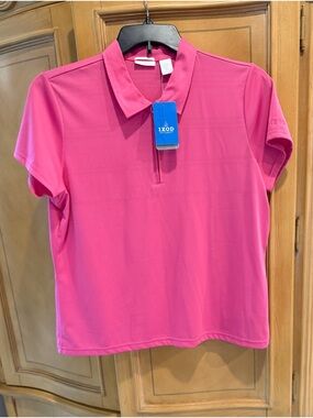Izod Women’s Hot Pink Short-Sleeve Zip up Polo